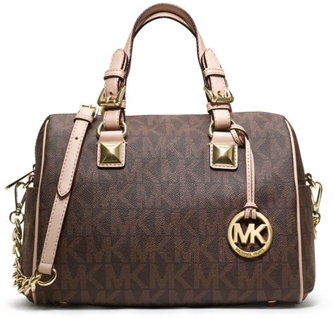 michael kors grayson brown medium|MICHAEL Michael Kors Grayson Logo Medium Duffle Satchel.